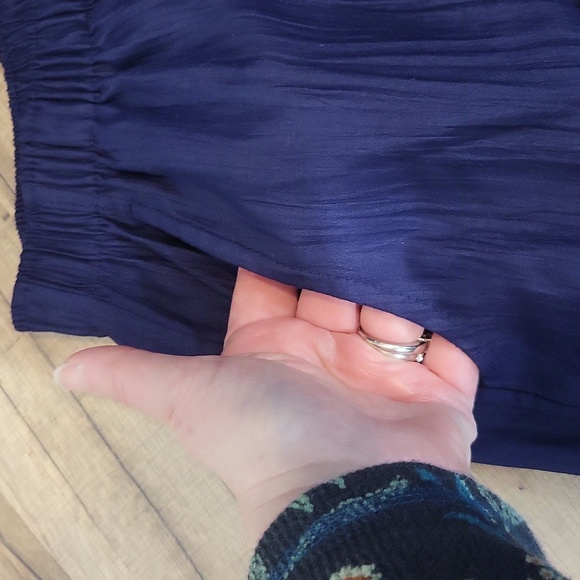 ALLISON DALEY Blue Jordanie Crinkle Pull-on Straight Leg Pants - Picture 5 of 11